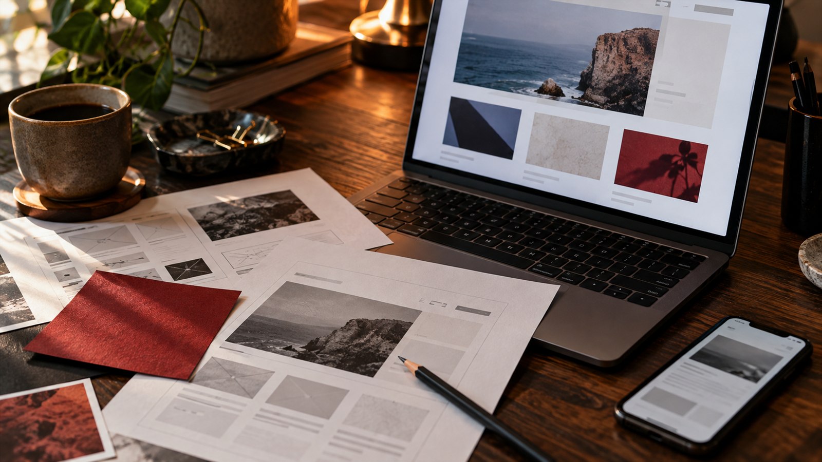 Materiali di revisione e wireframe per un progetto di sito web